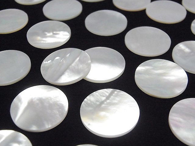 [Video] High Quality White Shell (Silver-lip Oyster) AAA Undrilled Flat Coin 20x20mm 2pcs