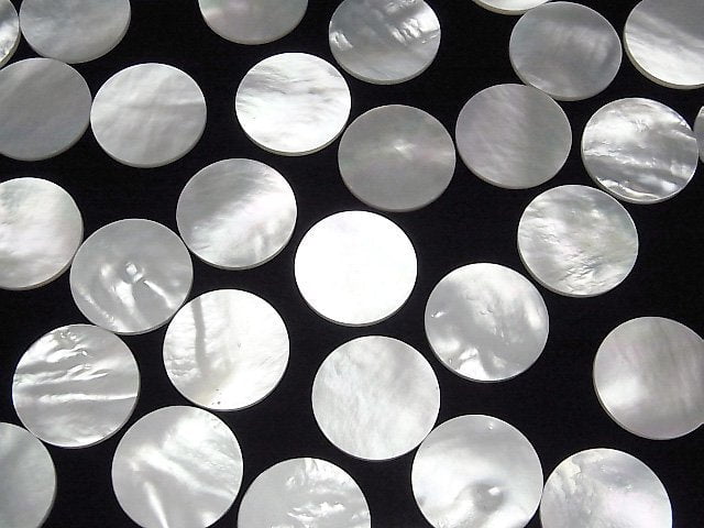 [Video] High Quality White Shell (Silver-lip Oyster) AAA Undrilled Flat Coin 20x20mm 2pcs