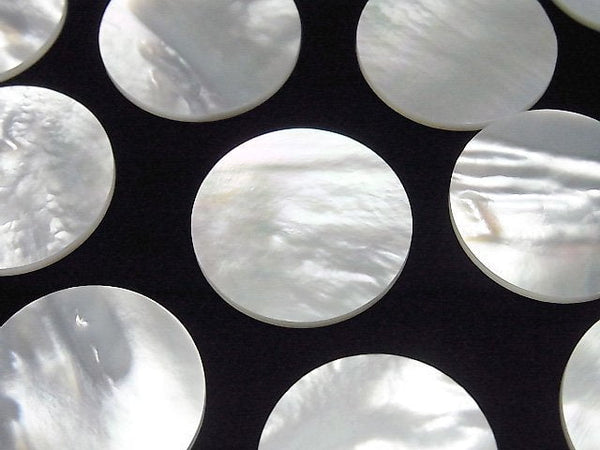 [Video] High Quality White Shell (Silver-lip Oyster) AAA Undrilled Flat Coin 22x22mm 2pcs