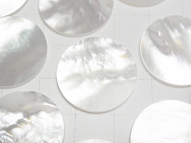 [Video] High Quality White Shell (Silver-lip Oyster) AAA Undrilled Flat Coin 22x22mm 2pcs