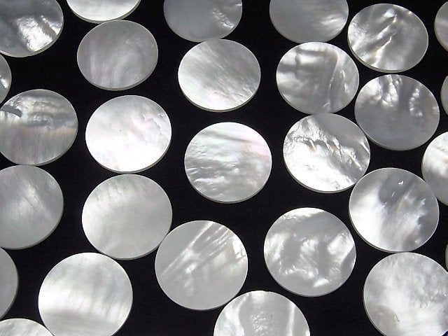 [Video] High Quality White Shell (Silver-lip Oyster) AAA Undrilled Flat Coin 22x22mm 2pcs