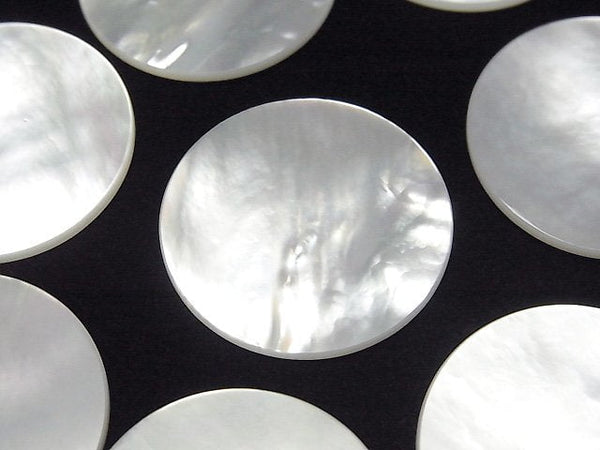 [Video] High Quality White Shell (Silver-lip Oyster) AAA Undrilled Flat Coin 25x25mm 1pc