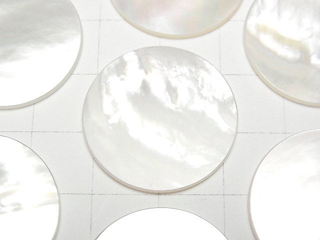 [Video] High Quality White Shell (Silver-lip Oyster) AAA Undrilled Flat Coin 25x25mm 1pc