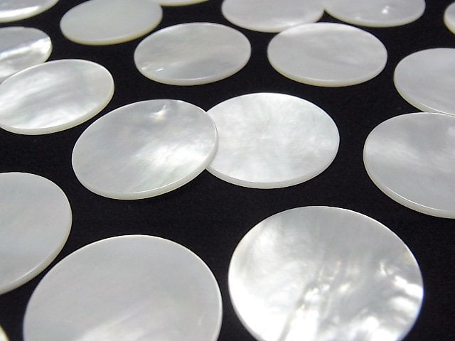 [Video] High Quality White Shell (Silver-lip Oyster) AAA Undrilled Flat Coin 25x25mm 1pc