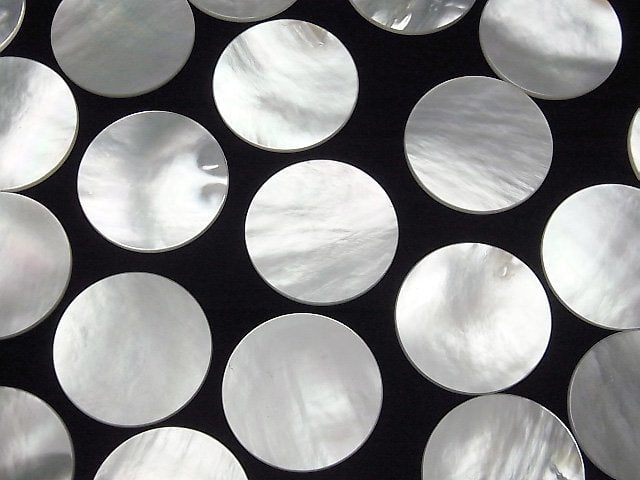 [Video] High Quality White Shell (Silver-lip Oyster) AAA Undrilled Flat Coin 25x25mm 1pc