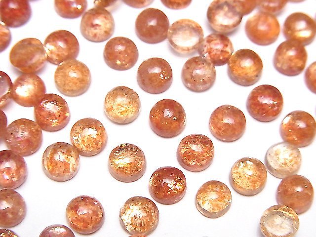 [Video]High Quality Sunstone AAA Round Cabochon 5x5mm 5pcs