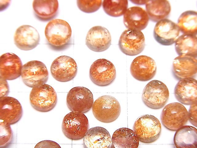 [Video]High Quality Sunstone AAA Round Cabochon 5x5mm 5pcs