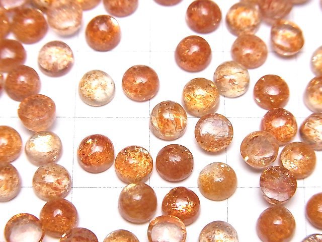 [Video]High Quality Sunstone AAA Round Cabochon 5x5mm 5pcs