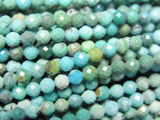 [Video]High Quality! Turquoise AA+ Faceted Round 3mm 1strand beads (aprx.15inch/36cm)