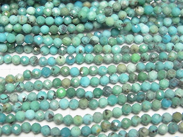 [Video]High Quality! Turquoise AA+ Faceted Round 3mm 1strand beads (aprx.15inch/36cm)