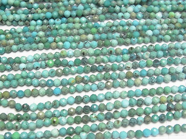 [Video]High Quality! Turquoise AA+ Faceted Round 3mm 1strand beads (aprx.15inch/36cm)