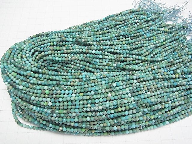 [Video]High Quality! Turquoise AA+ Faceted Round 3mm 1strand beads (aprx.15inch/36cm)