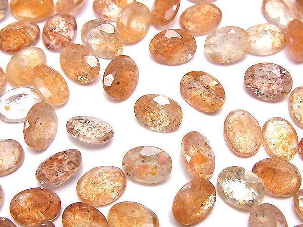 [Video]High Quality Sunstone AAA- Loose stone Oval Faceted 8x6mm 3pcs