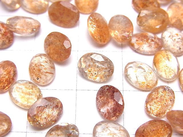 [Video]High Quality Sunstone AAA- Loose stone Oval Faceted 8x6mm 3pcs