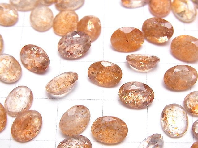 [Video]High Quality Sunstone AAA- Loose stone Oval Faceted 8x6mm 3pcs