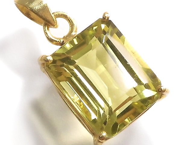 [Video][One of a kind] High Quality Lemon Quartz AAA Faceted Pendant 18KGP NO.39