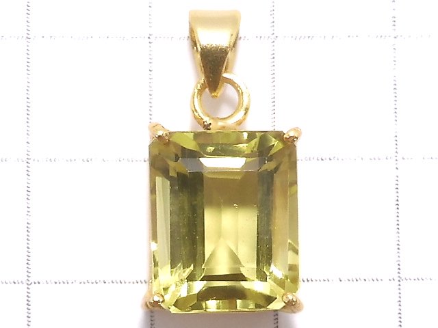 [Video][One of a kind] High Quality Lemon Quartz AAA Faceted Pendant 18KGP NO.39