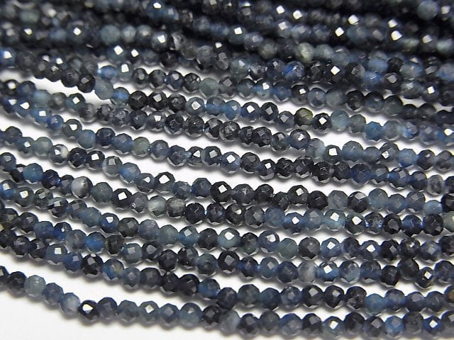 [Video]High Quality! Blue Tourmaline AA+ Faceted Round 2mm 1strand beads (aprx.15inch/38cm)