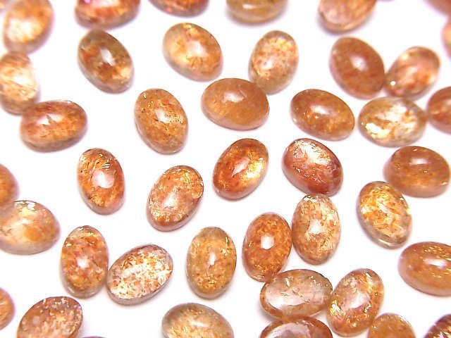 [Video]High Quality Sunstone AAA Oval Cabochon 6x4mm 5pcs