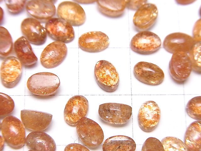 [Video]High Quality Sunstone AAA Oval Cabochon 6x4mm 5pcs