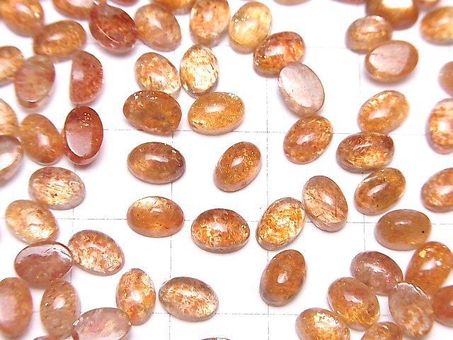 [Video]High Quality Sunstone AAA Oval Cabochon 6x4mm 5pcs