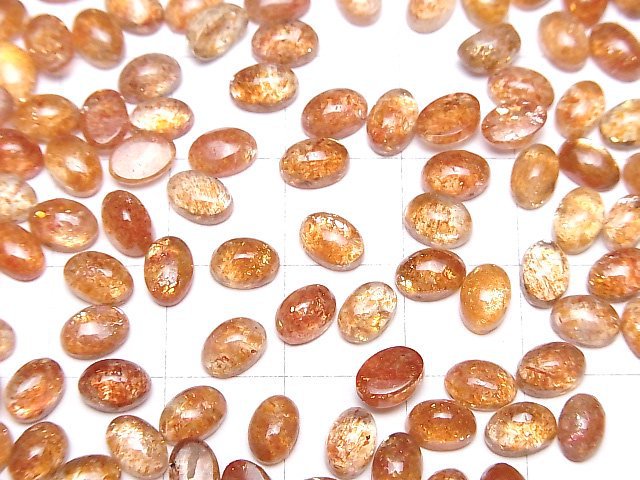 [Video]High Quality Sunstone AAA Oval Cabochon 6x4mm 5pcs