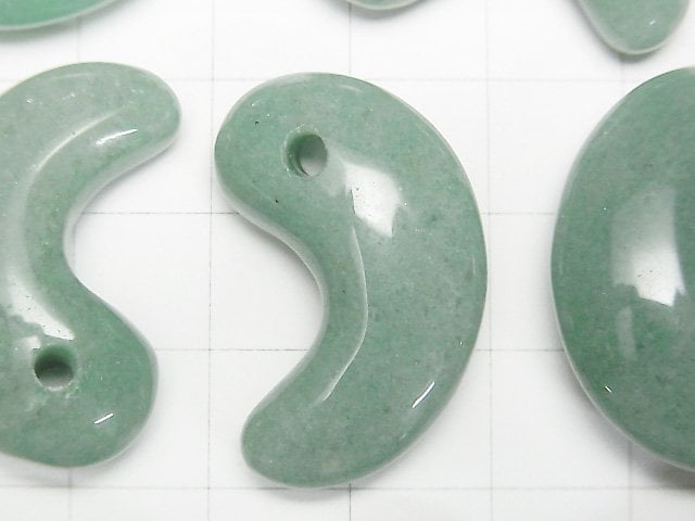 [Video] Green Aventurine Comma Shaped Bead 30x19mm 1pc