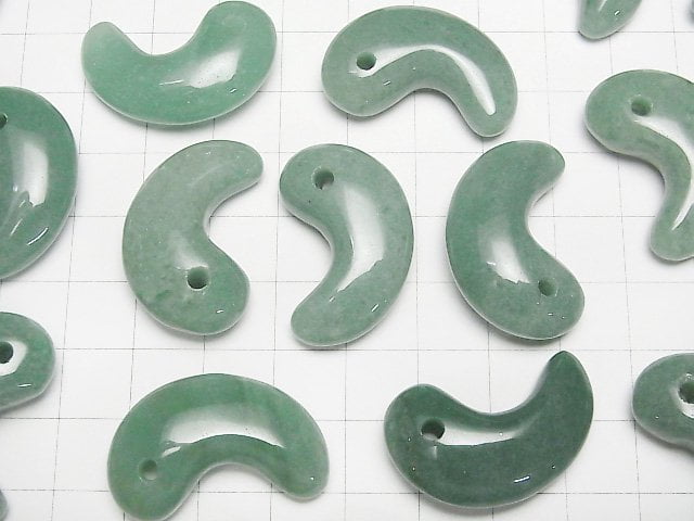 [Video] Green Aventurine Comma Shaped Bead 30x19mm 1pc