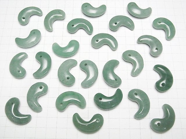 [Video] Green Aventurine Comma Shaped Bead 30x19mm 1pc