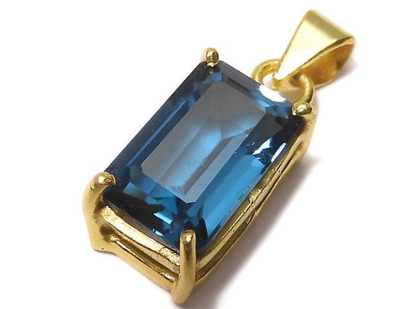 [Video][One of a kind] High Quality London Blue Topaz AAA Faceted Pendant 18KGP NO.26