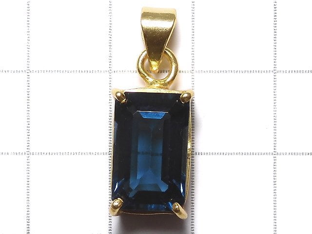 [Video][One of a kind] High Quality London Blue Topaz AAA Faceted Pendant 18KGP NO.26