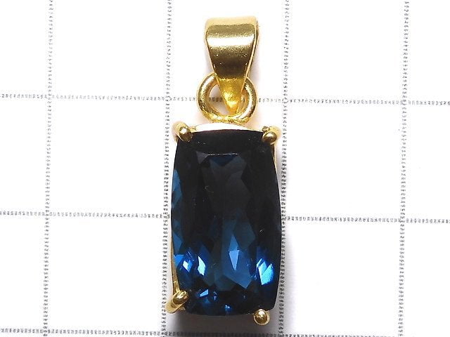 [Video][One of a kind] High Quality London Blue Topaz AAA Faceted Pendant 18KGP NO.27