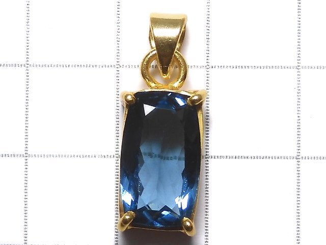 [Video][One of a kind] High Quality London Blue Topaz AAA Faceted Pendant 18KGP NO.29