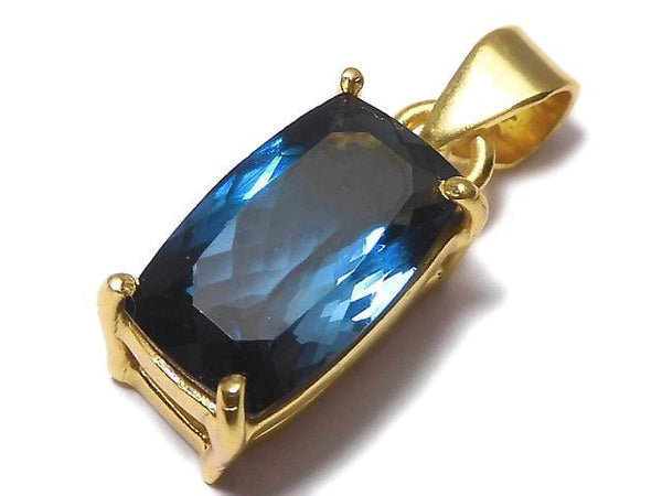 [Video][One of a kind] High Quality London Blue Topaz AAA Faceted Pendant 18KGP NO.30