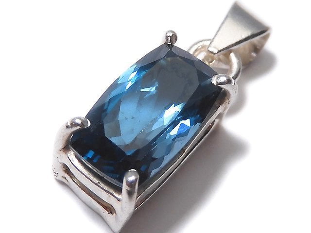 [Video][One of a kind] High Quality London Blue Topaz AAA Faceted Pendant Silver925 NO.33