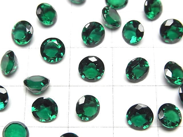 [Video] Synthetic Emerald AAA Loose stone Round Faceted 6x6mm 1pc