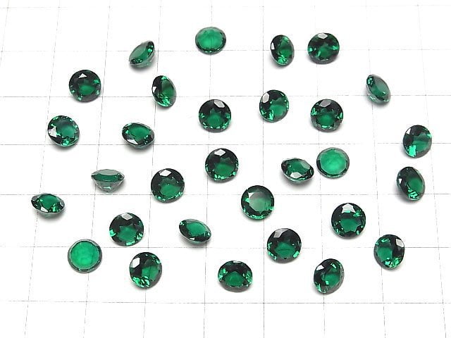 [Video] Synthetic Emerald AAA Loose stone Round Faceted 6x6mm 1pc