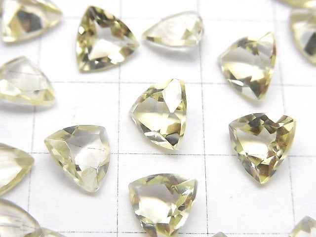 [Video]High Quality Lemon Quartz AAA Loose stone Triangle Faceted 8x8mm 4pcs