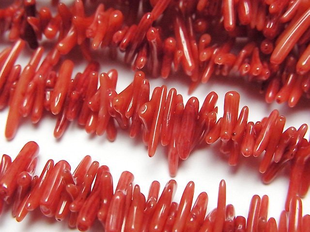 [Video] Red Coral (Dyed) Chips 1 strand beads (aprx.15inch/37cm)