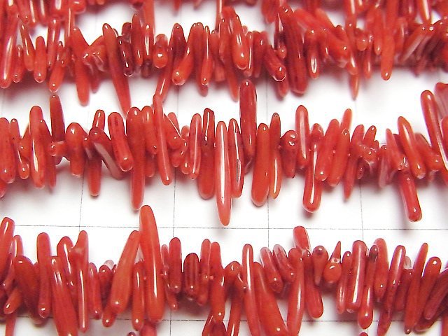 [Video] Red Coral (Dyed) Chips 1 strand beads (aprx.15inch/37cm)