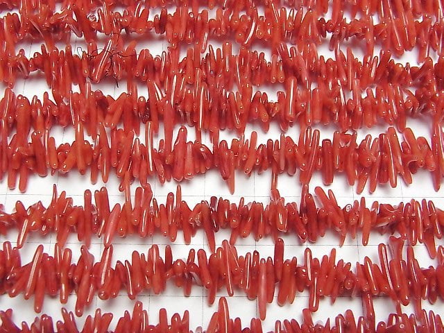 [Video] Red Coral (Dyed) Chips 1 strand beads (aprx.15inch/37cm)