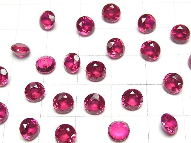 [Video] Synthetic Ruby AAA Loose stone Round Faceted 6x6mm 1pc