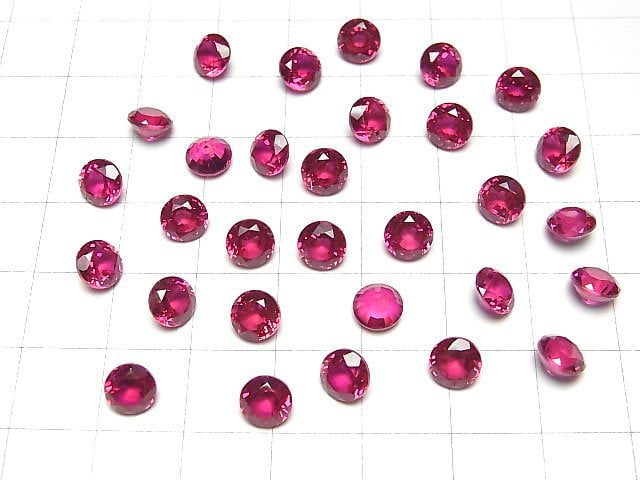 [Video] Synthetic Ruby AAA Loose stone Round Faceted 6x6mm 1pc