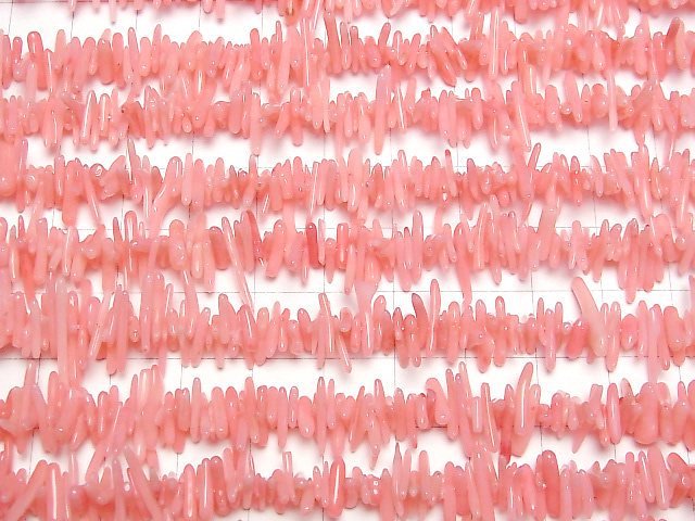 [Video] Pink Coral (Dyed) Chips 1 strand beads (aprx.15inch/37cm)