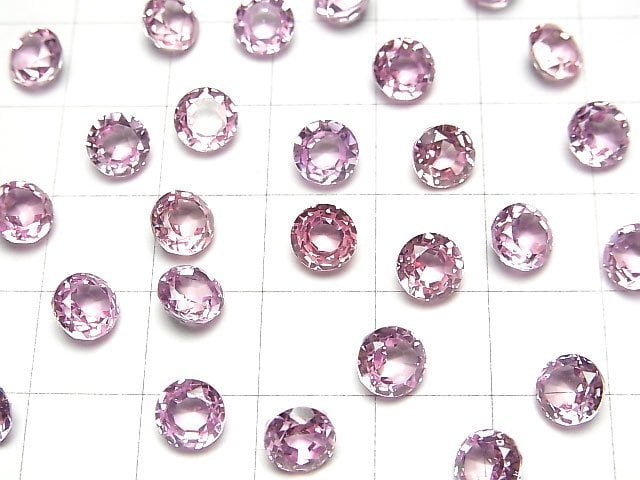 [Video] Synthetic Pink Sapphire AAA Loose Stone Round Faceted 6x6mm 1pc