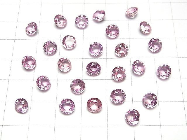 [Video] Synthetic Pink Sapphire AAA Loose Stone Round Faceted 6x6mm 1pc