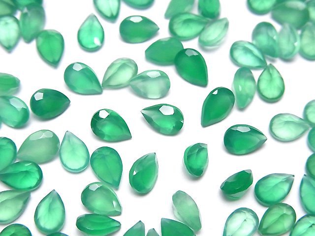 [Video]High Quality Green Onyx AAA Loose stone Pear shape Faceted 6x4mm 10pcs