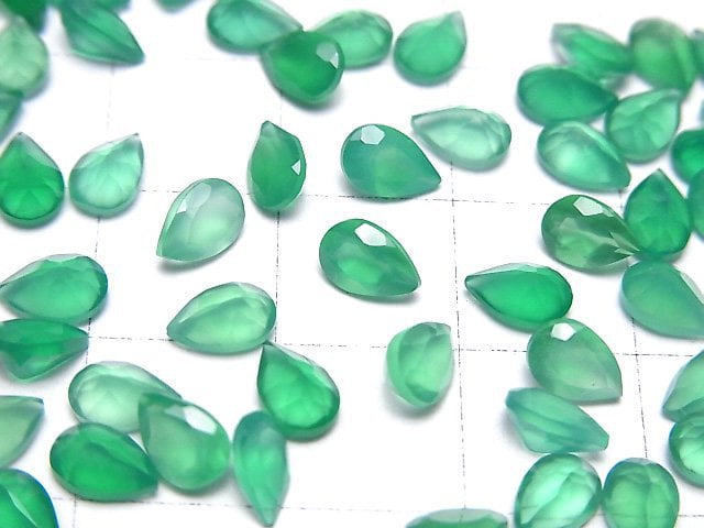 [Video]High Quality Green Onyx AAA Loose stone Pear shape Faceted 6x4mm 10pcs