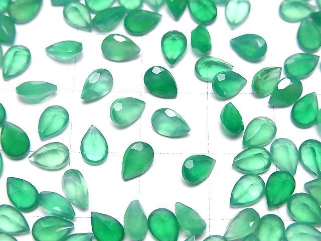 [Video]High Quality Green Onyx AAA Loose stone Pear shape Faceted 6x4mm 10pcs