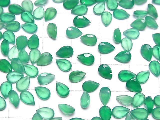 [Video]High Quality Green Onyx AAA Loose stone Pear shape Faceted 6x4mm 10pcs